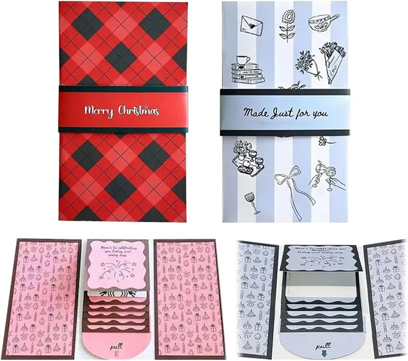 مجموعة بطاقات هدايا عيد الميلاد الوردية المصنوعة يدويًا على شكل شلال، مجموعة من 6 بطاقات للعام الجديد - Image 5