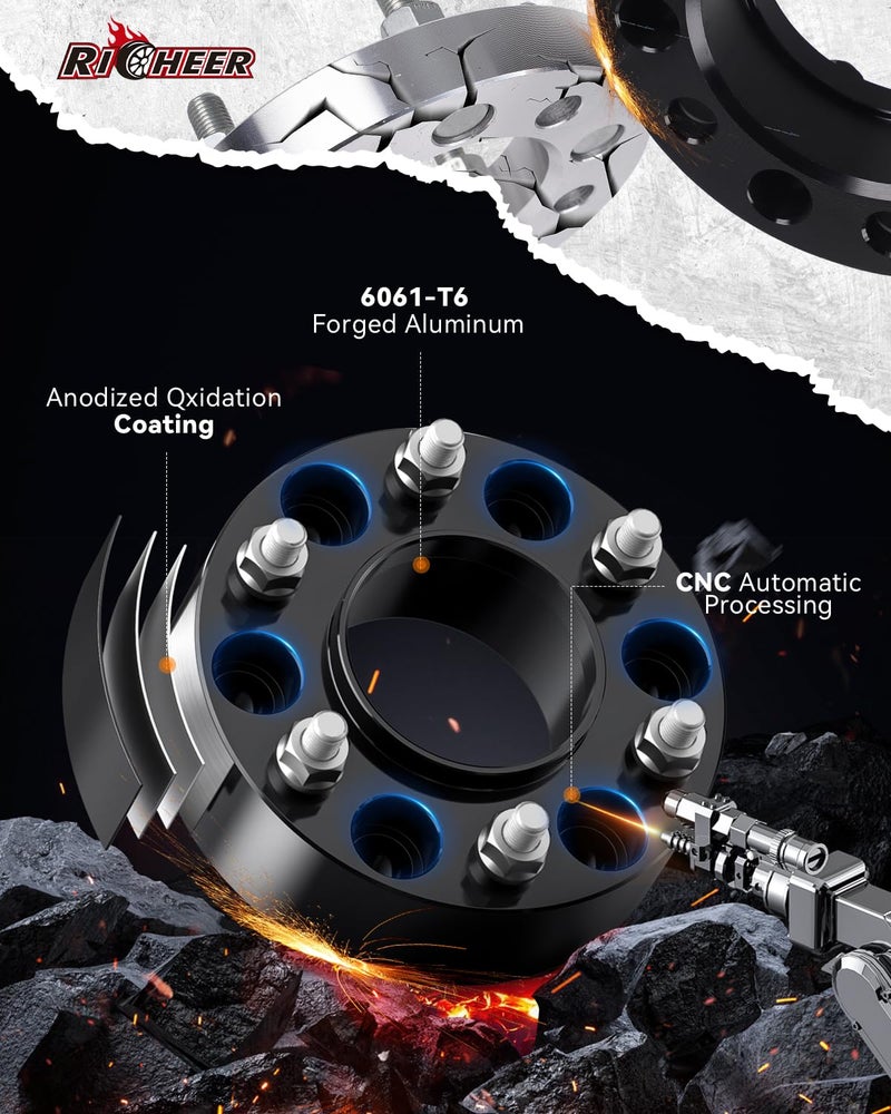 Richeer 1.5'' 6x5.5 Hub Centric Wheel Spacer for Sierra Silverado 1500, 6x139.7mm Wheel Spacers with 14x1.5 Studs & 78.1mm Bore for Tahoe Avalanche 1500 Suburban Escalade Express Yukon - Image 4