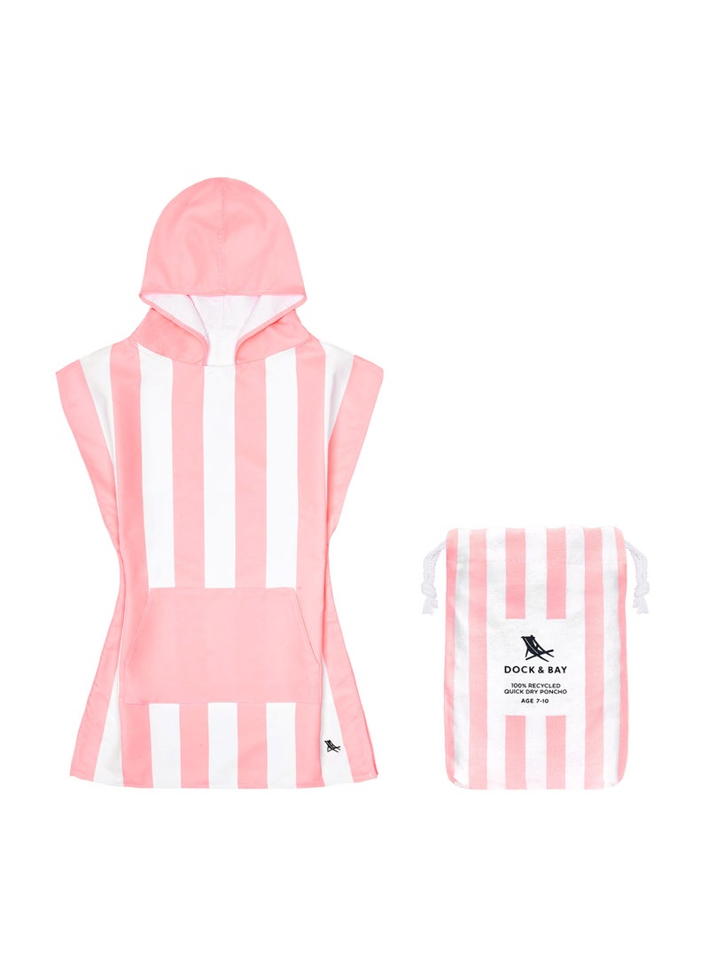 Dock & Bay Dock & Bay Poncho with Hood for Kids, Super Absorbent, Quick Dry Beach & Pool Towel, Compact & Lightweight - Age 7 to 10 - MALIBU PINK  - Image 1