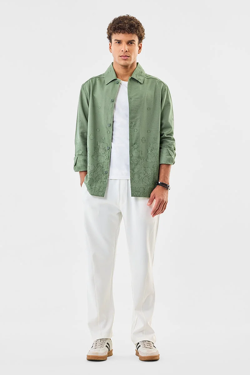 SNITCH Sage Green Floral Long Sleeve Regular Fit Overshirt