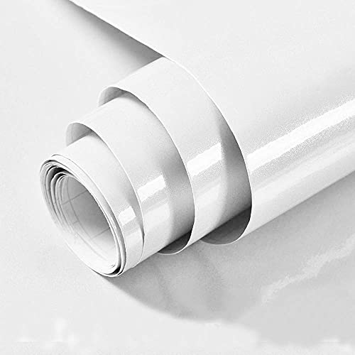 WALLTON - White Gloss Peel and Stick Self-Adhesive Removable Thicken Waterproof for Kitchen Countertop Cabinet Wardrobe - 12''x''96 Inches, Vinyl - Image 1