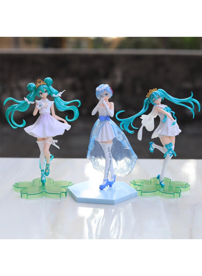 Anime Beautiful Girl Luminous Crystal Dress Remram Green Leaf Dancer Hatcho Doll Ornaments Small Hand-held Wholesale-Color:Blue Skirt Rem Boxed  - Image 3