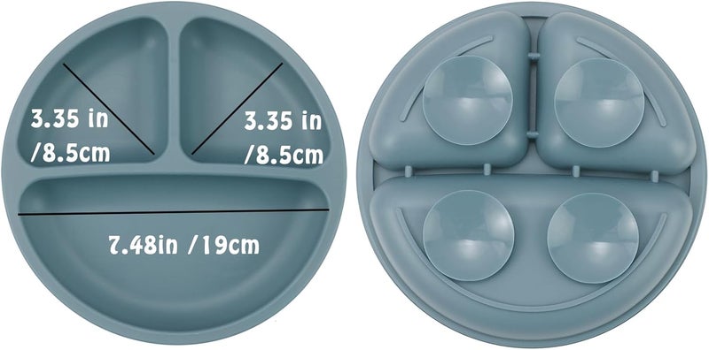 PandaEar Baby Feeding Set 3 Pack Toddler Plates with 3 Spoons 100 Silicone Divided Suction Plate for Babies BPAFree Dishwasher and Microwave Safe BlueRedBrown - Image 5