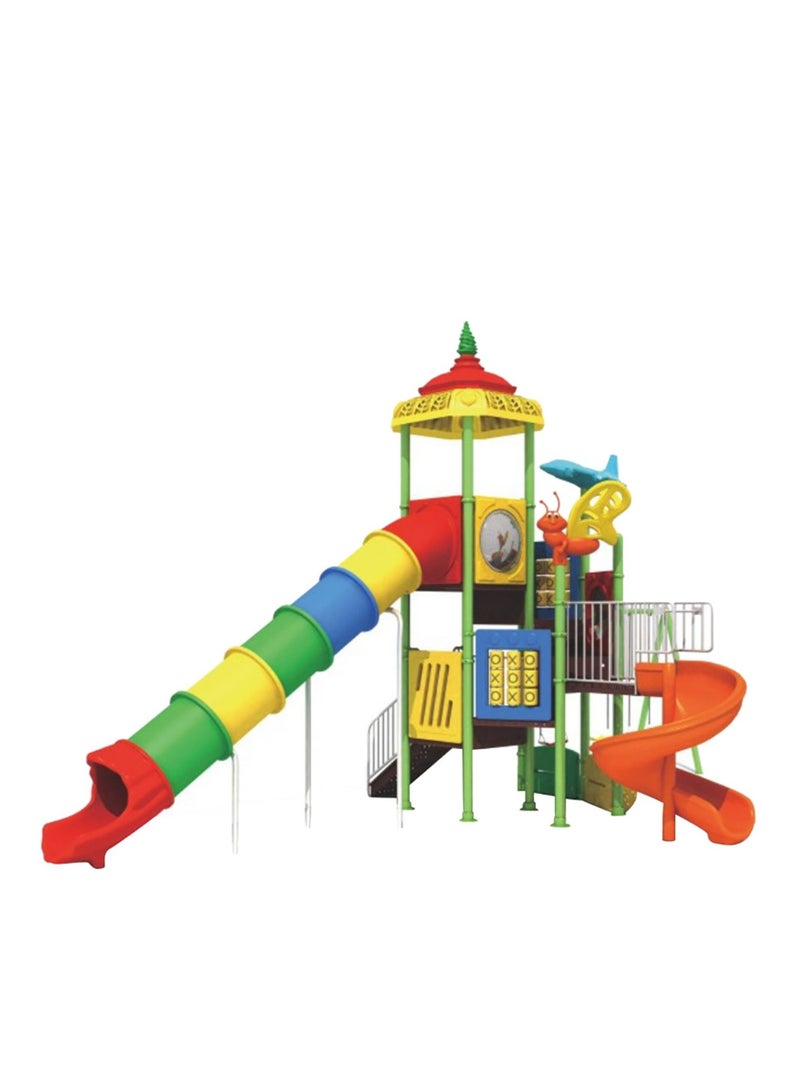 Myts Thrilling Tube Slide Playground 3 Swing Playset with Game - Image 1