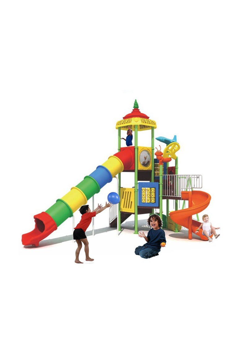 Myts Thrilling Tube Slide Playground 3 Swing Playset with Game - Image 2