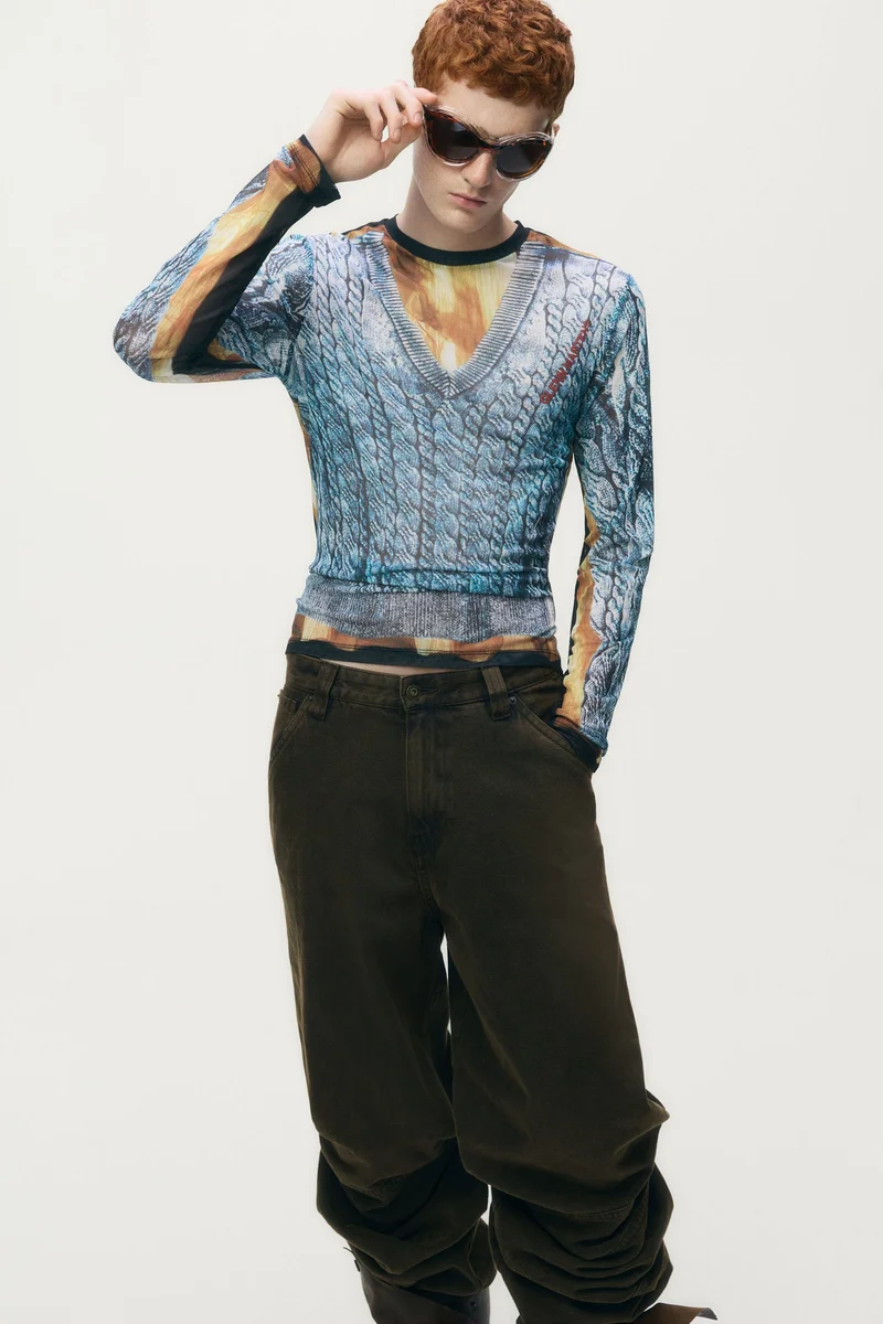 H&M Printed mesh top