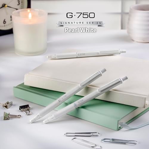 Zebra Pen G-750 Retractable Gel Pen, Pearl White Brass Barrel, Textured Grip, 0.7mm, 1-Pack with Refills (49801) - Image 2