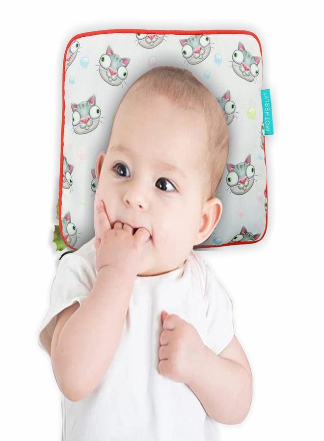 Motherly Mustard Pillow for Baby 0 to 6 Months | Adjustable Filling | Rai Seeds Head Shaping Pillow for New Born for Preventing Flat Head Syndrome-Cat - Image 1