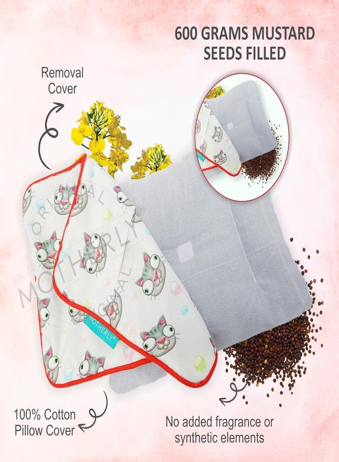 Motherly Mustard Pillow for Baby 0 to 6 Months | Adjustable Filling | Rai Seeds Head Shaping Pillow for New Born for Preventing Flat Head Syndrome-Cat - Image 4