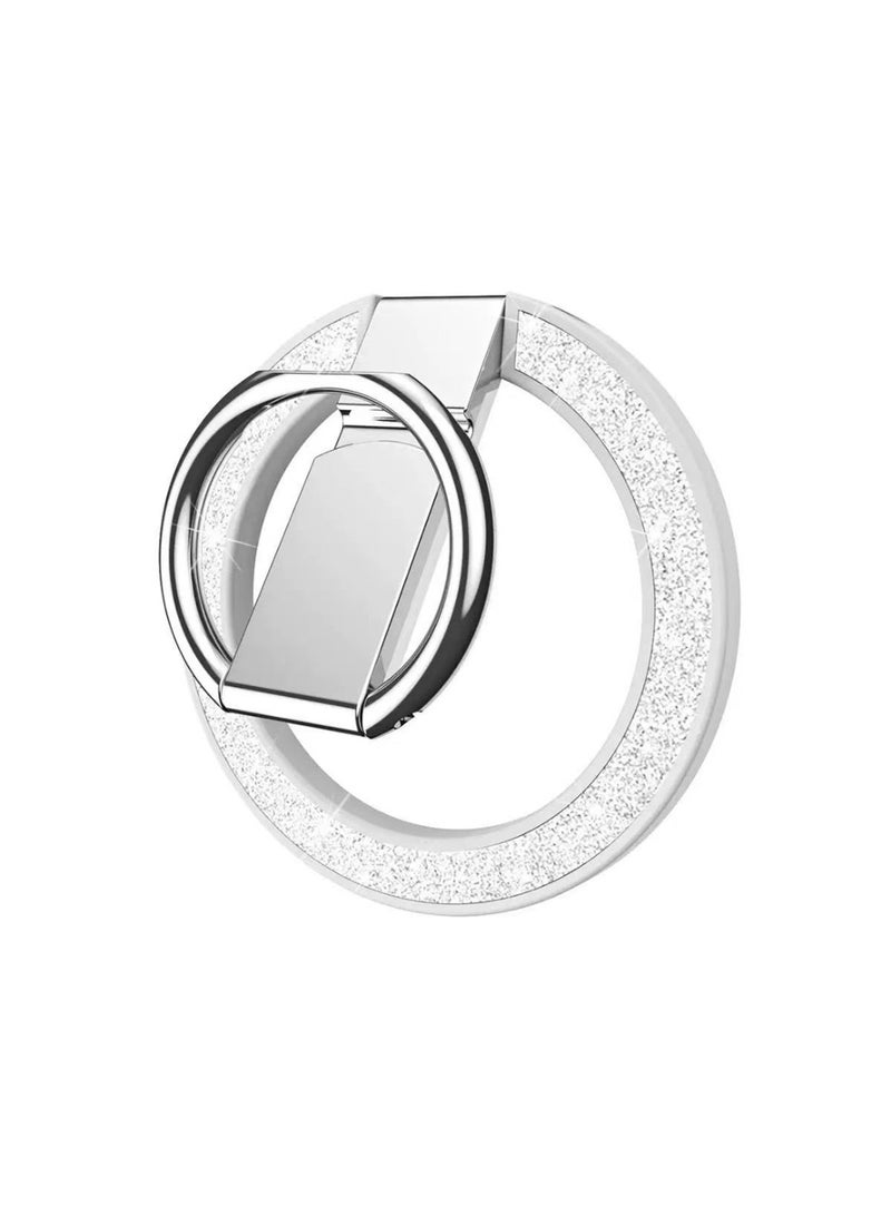 Magnetic Ring Grip with Stand – Silver Glitter