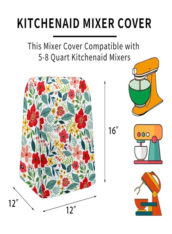 QEES Kitchen Aid Mixer Cover,Kitchen Mixer Cover Compatible with 6-8 Quarts Kitchen Aid Hamilton Stand Mixer,Cover For Kitchen Aid Mixer,Kitchen Mixer Covers.Kitchen Aid Mixer Assecories. (Floral1) - Image 2