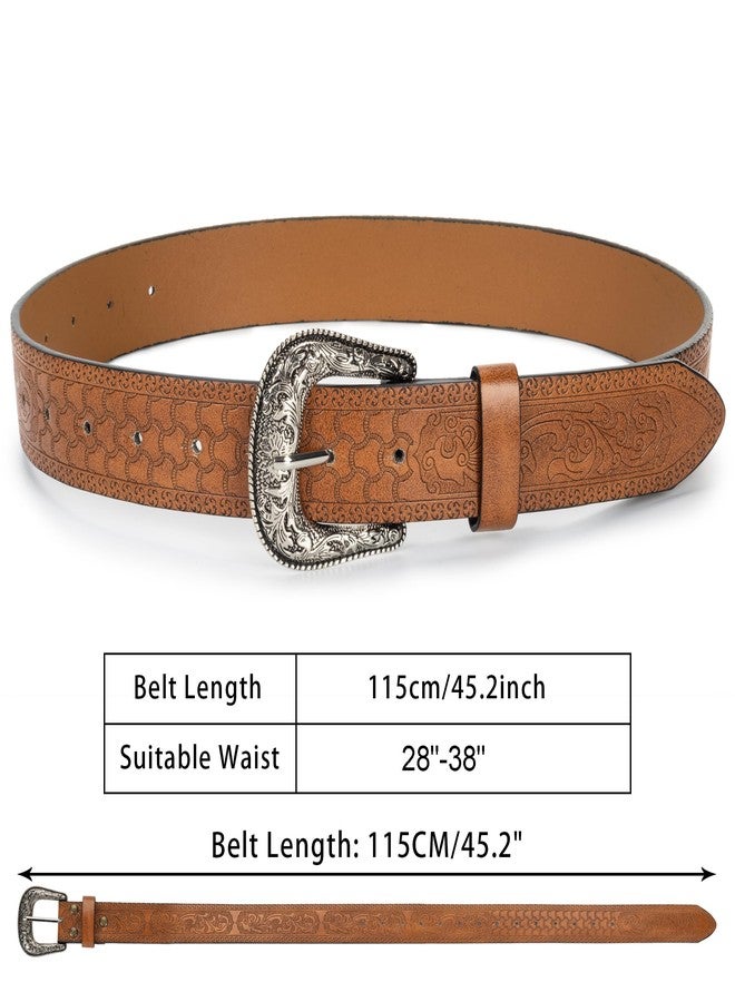 إيوهاك حزام رعاة البقر الغربي العتيق من إيوهاك للنساء والرجال، أحزمة ريفية، أحزمة من الجلد الصناعي مع مشبك منحوت، يناسب مقاس الخصر من 28 إلى 38 بوصة (بني، متوسط). - Image 3