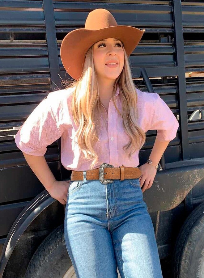 إيوهاك حزام رعاة البقر الغربي العتيق من إيوهاك للنساء والرجال، أحزمة ريفية، أحزمة من الجلد الصناعي مع مشبك منحوت، يناسب مقاس الخصر من 28 إلى 38 بوصة (بني، متوسط). - Image 4