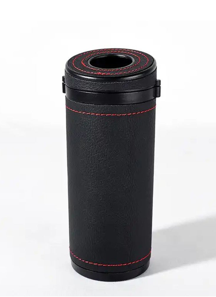 CARONIC 1 Pcs Cylinder Tissue Box for Car, Leather Tissue Box Holder ,Car Interior Leather Tissue Cup Black  - Image 1