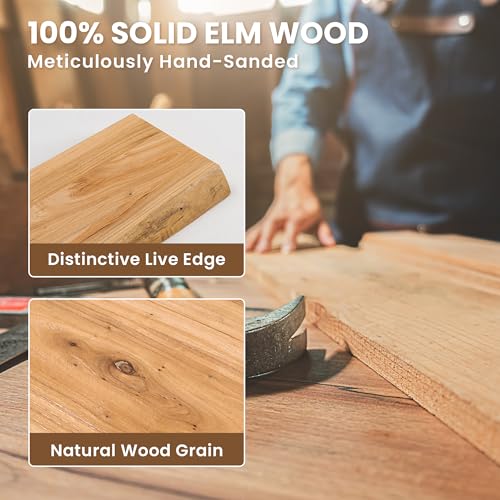 Acovy Extra Deep 24" Long Live Edge Rustic Floating Shelves for Wall, Solid Wood Wall Shelves with Invisible Bracket Mount for Living Room Bathroom Bedroom Kitchen, Set of 2, Natural - Image 4