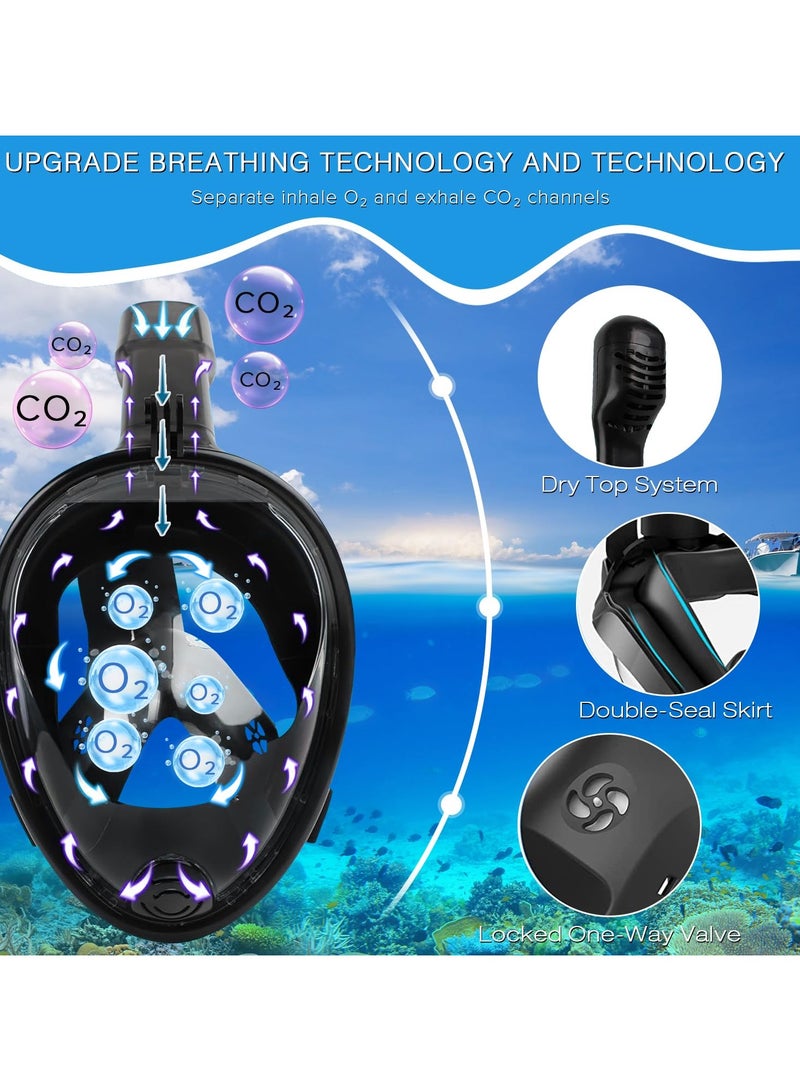 ساكن قناع غوص لكامل الوجه، مجموعات انبوب تنفس قابل للفصل مع رؤية بانورامية 180 درجة - قناع غوص مضاد للضباب ومضاد للتسرب، احزمة قابلة للتعديل للبالغين والشباب - Image 4