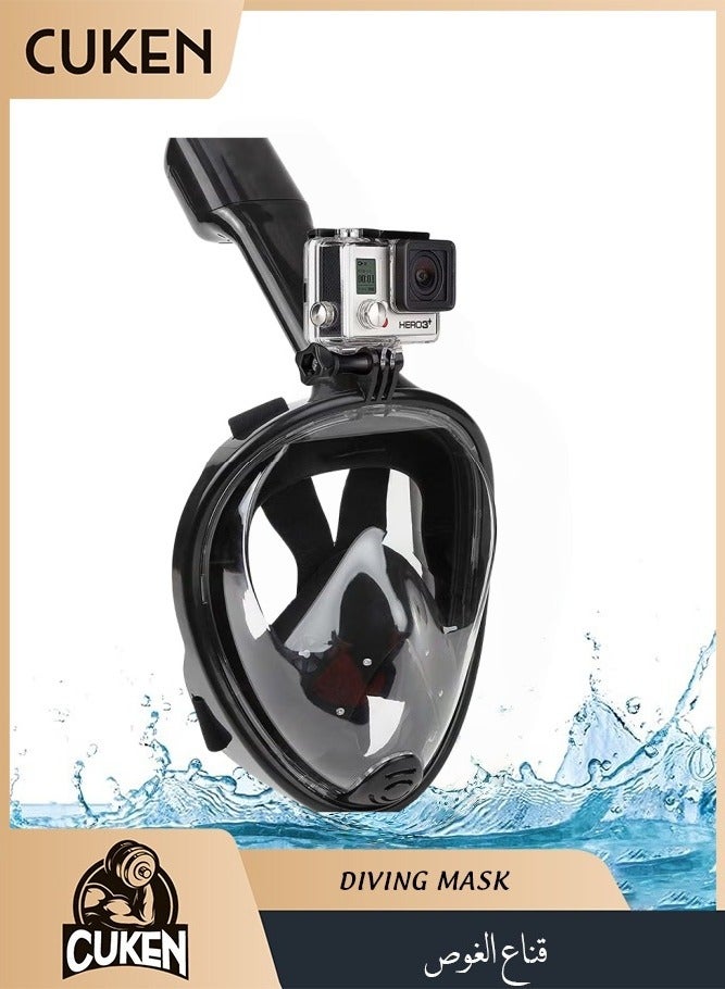 ساكن قناع غوص لكامل الوجه، مجموعات انبوب تنفس قابل للفصل مع رؤية بانورامية 180 درجة - قناع غوص مضاد للضباب ومضاد للتسرب، احزمة قابلة للتعديل للبالغين والشباب - Image 1