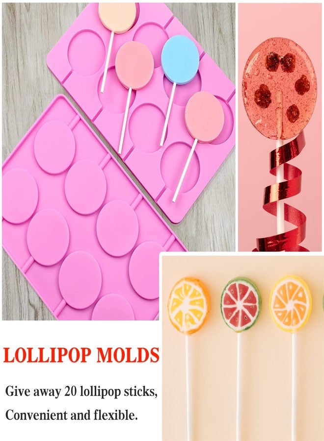 WYBLZPXZ Silicone Lollipop Molds Candy Molds Silicone Sucker Molds Hard Candy Mold & 2x8 Rounds Nonstick Lollipop Mold With 20 Sticks for Candies,Bread,Jellies,Chocolate,Etc - Image 2
