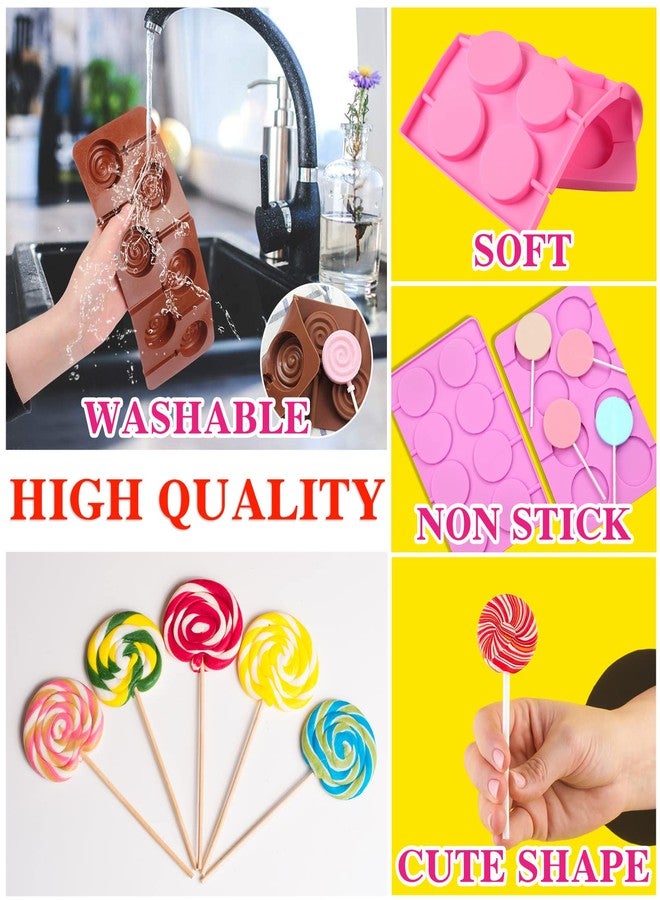 WYBLZPXZ Silicone Lollipop Molds Candy Molds Silicone Sucker Molds Hard Candy Mold & 2x8 Rounds Nonstick Lollipop Mold With 20 Sticks for Candies,Bread,Jellies,Chocolate,Etc - Image 5