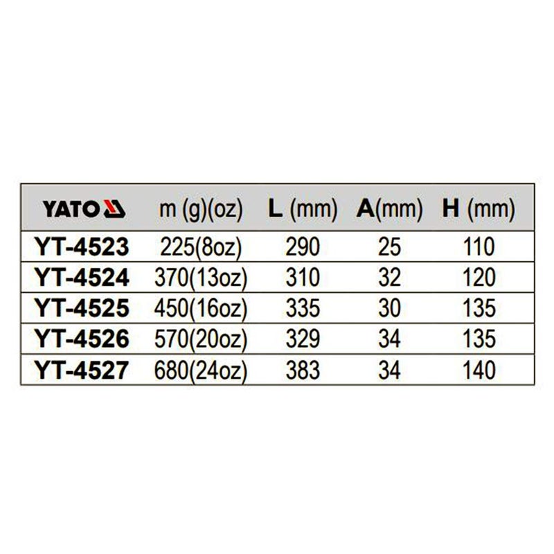 Yato Yato YT4525 Claw Hammer 450G Power Toolshand ToolsIndustrial ToolsHammer for Home Use - Image 3