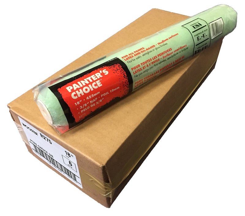 Wooster Brush R275 18 inch Painter's Choice Roller Cover, 3/8 inch Nap, Pack of 6 - Image 1