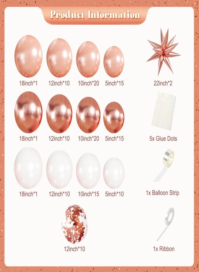 LANGASQUE Rose Gold Balloon Garland Kit, 140Pcs Pearl Metallic Pink and White Confetti Balloons With Stars for Birthday Mothers Day Birdal Shower Wedding Sweet 16 Graduation Party Decorations - Image 4