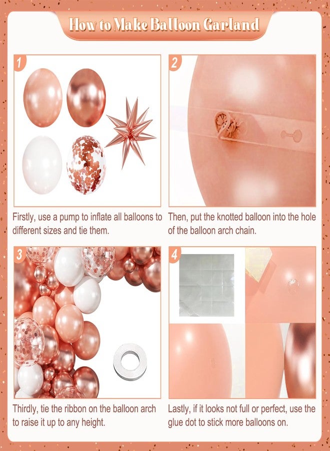 LANGASQUE Rose Gold Balloon Garland Kit, 140Pcs Pearl Metallic Pink and White Confetti Balloons With Stars for Birthday Mothers Day Birdal Shower Wedding Sweet 16 Graduation Party Decorations - Image 5