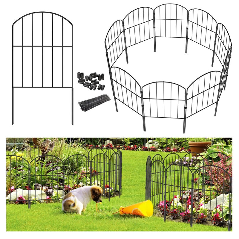 Goovilla Garden Fence, Total 27ft(L) x 24in(H) Garden Fencing Animal Barrier, 25 Pcs Rustproof Metal Fence Panels, Black No Dig Fence, Decorative Garden Fences and Borders for Dogs, Flower Bed, Patio - Image 1