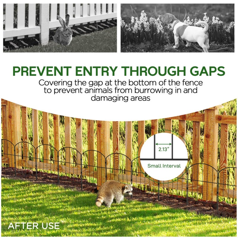 Goovilla Garden Fence, Total 27ft(L) x 24in(H) Garden Fencing Animal Barrier, 25 Pcs Rustproof Metal Fence Panels, Black No Dig Fence, Decorative Garden Fences and Borders for Dogs, Flower Bed, Patio - Image 5