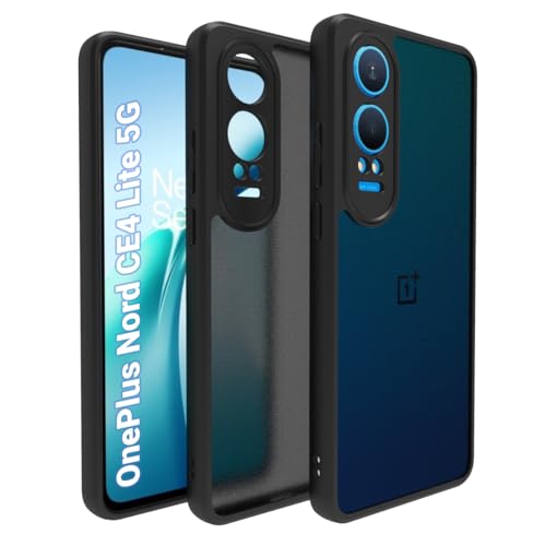 RIGGEAR Shockproof Sleek Hybrid Armor Back Cover Case Compatible with OnePlus Nord CE 4 Lite 5G (Smoke Black Matte PC + Black TPU Bumper) - Image 1