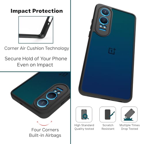 RIGGEAR Shockproof Sleek Hybrid Armor Back Cover Case Compatible with OnePlus Nord CE 4 Lite 5G (Smoke Black Matte PC + Black TPU Bumper) - Image 4