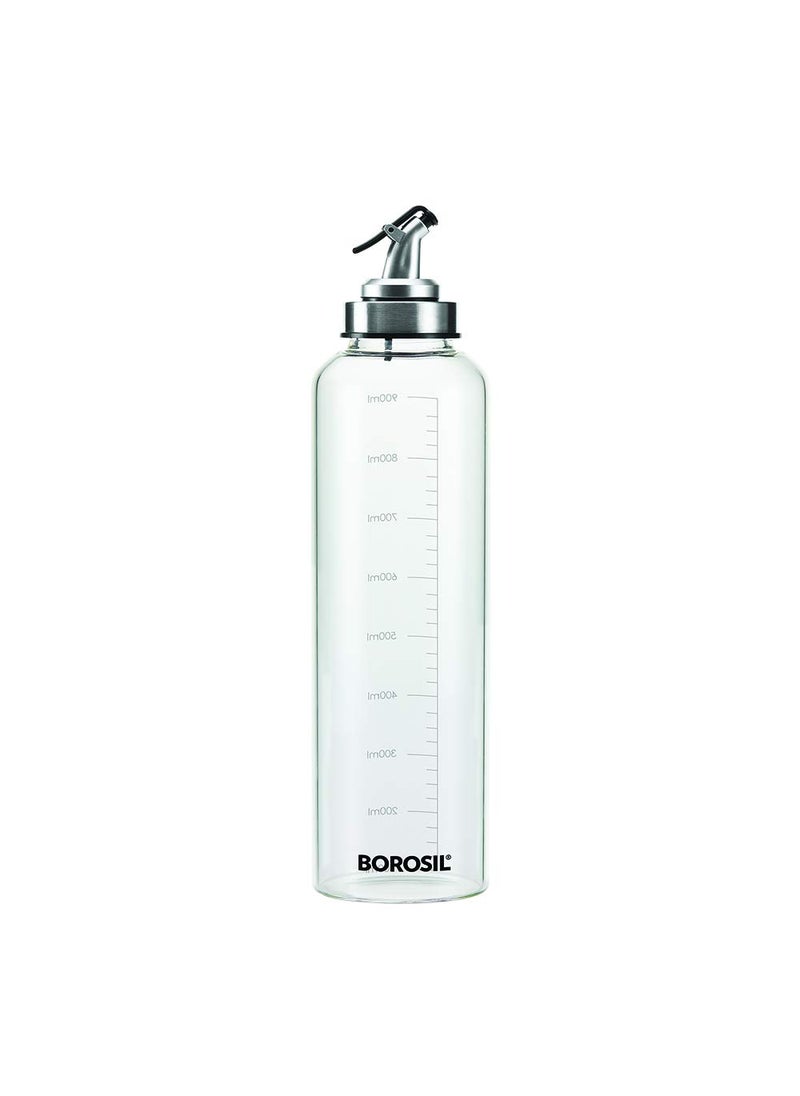 BOROSIL Borosil Glass Oil Dispenser (Transparent and Silver, 1L, Pack of 1)  - Image 1