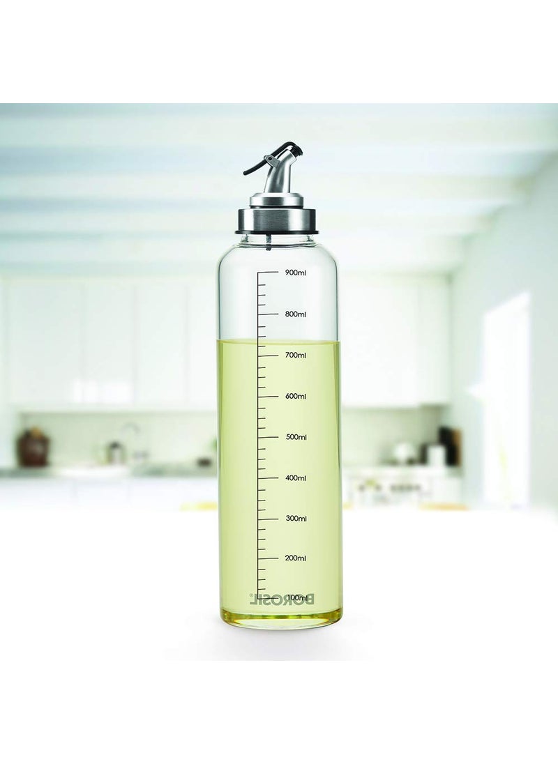 BOROSIL Borosil Glass Oil Dispenser (Transparent and Silver, 1L, Pack of 1)  - Image 2