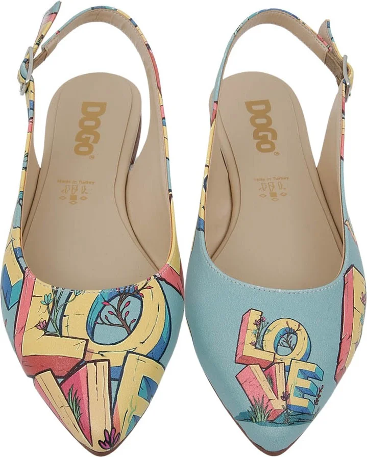 Dogo Women's Vegan Leather Turquoise Flat Shoes - Love Design