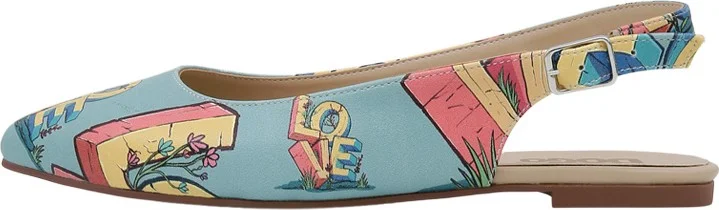Dogo Women's Vegan Leather Turquoise Flat Shoes - Love Design