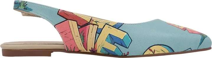 Dogo Women's Vegan Leather Turquoise Flat Shoes - Love Design
