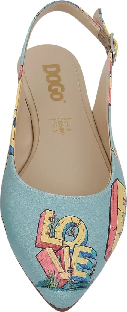 Dogo Women's Vegan Leather Turquoise Flat Shoes - Love Design