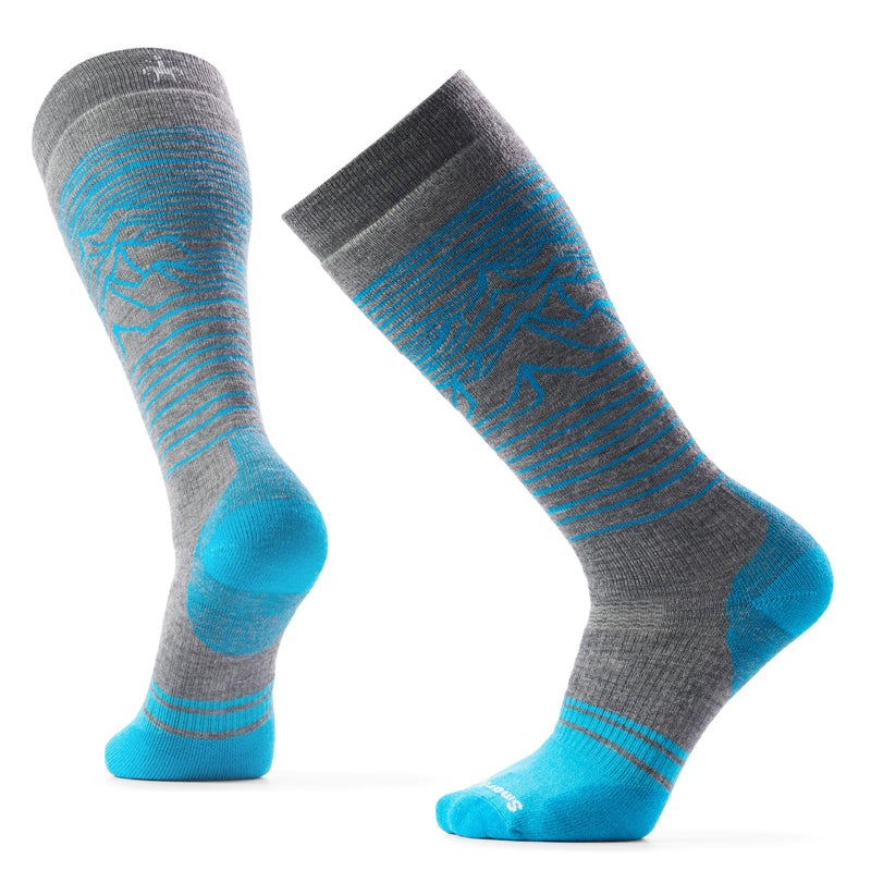 Smartwool, Men's, Snowboard Full Cushion Iguchi Pattern Over-the-Calf Socks, Medium Gray, Large - Image 1