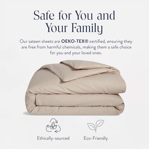Brooklinen Luxury Sateen Duvet Cover - 100% Cotton, King/California King Size in Pebble with Extra-Long Corner Ties and Button Closure - Best King/Cali King Duvet Covers - Image 4