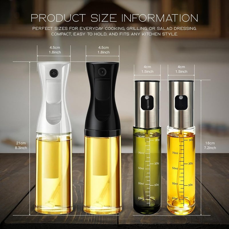 BOKKY Olive Oil Sprayer for Cooking, 220ml Glass Olive Oil Spray Bottle with Continuous Fine Mist, Food Grade Oil Sprayer for Air Fryer, Salad, BBQ, Baking, Frying (Black / 1 Pack) - Image 2
