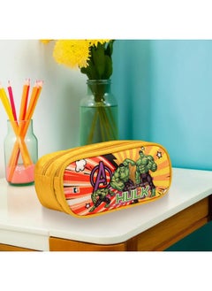 Kuber Industries Kuber Industries Pencil Pouch | Multi-Purpose Travel Pouch | 2 Compartments Utility Pouch | Waterproof Stationary Bag | Geometry Box | Marvel Hulk | Yellow  - Image 2