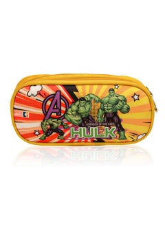 Kuber Industries Kuber Industries Pencil Pouch | Multi-Purpose Travel Pouch | 2 Compartments Utility Pouch | Waterproof Stationary Bag | Geometry Box | Marvel Hulk | Yellow  - Image 1