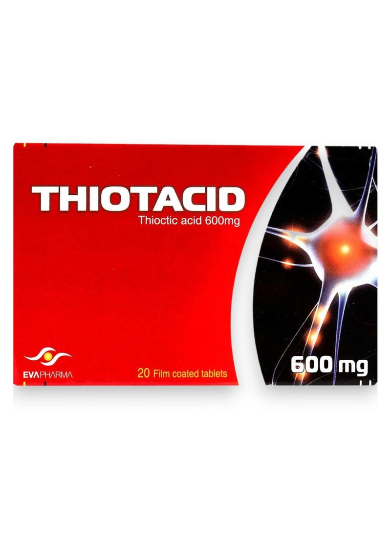 EVA PHARMA Thiotacid 600mg, 20 Film Coated Tablets - Image 1