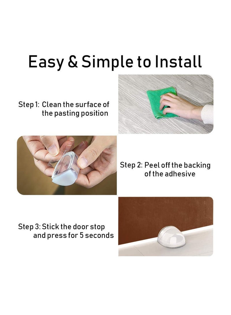 Self-Adhesive Door Stopper - 4 Pack Clear Wall Protection Bumper for Home and Office, Shock Absorbent Floor Stop to Prevent Door Damage and Protect Walls. - Image 4