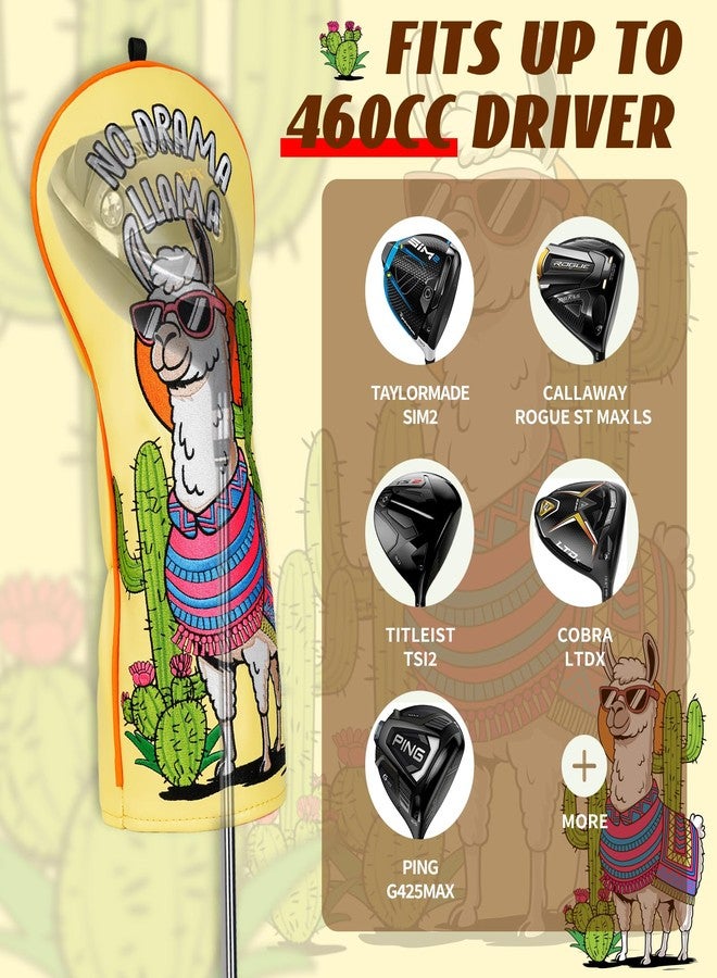 LZFAN Golf Club Head Cover Driver Headcover Fairway Wood Headcover Hybrid Club Head Covers Embroidered Leather (Alpaca) - Image 2