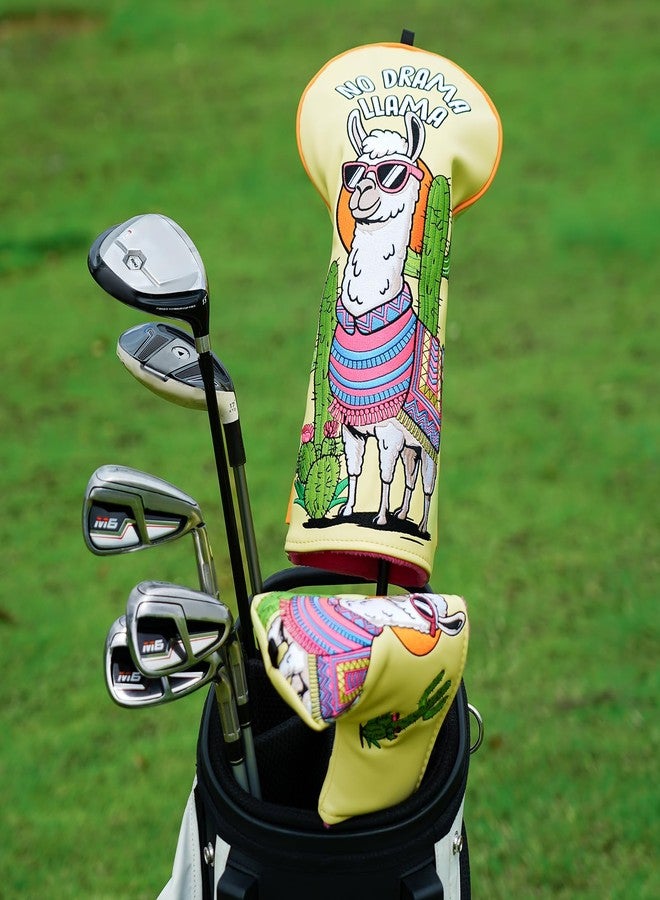 LZFAN Golf Club Head Cover Driver Headcover Fairway Wood Headcover Hybrid Club Head Covers Embroidered Leather (Alpaca) - Image 3