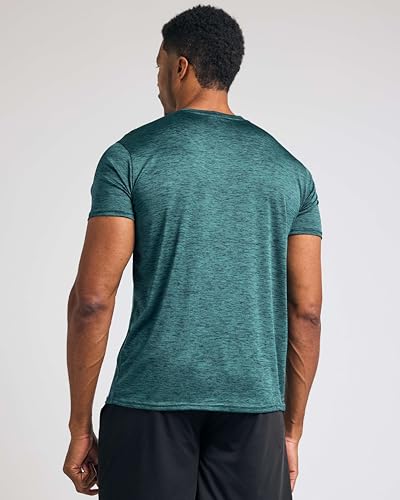 REALESSENTIALS Real Essentials 5 Pack: Men’s V-Neck Dry-Fit Moisture Wicking Active Athletic Tech Performance T-Shirt Set 1, L, Pack of 5 - Image 3