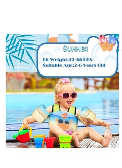 كول بيبي ستايل سترة سباحة للأطفال من COOLBABY لتدريب الأطفال على السباحة، سترة مساعدة في السباحة آمنة للأطفال بعمر 2 و3 و4 و5 و6 سنوات، أجنحة ذراع (10-30 كجم)  - Image 2