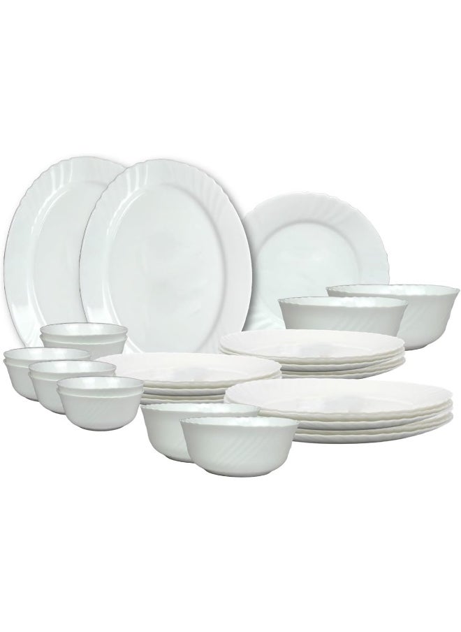 Melrich - 38-Piece Opalware Dinner Set With 8 X 25 Cm Dinner Plates, 8 X 19 Cm Dessert Plates, 8 X 20 Cm Soup Plates, 2 X 30 Cm Serving Plates, 2 X 23 Cm Serving Bowls, 2 X 18 Cm Serving Bowls, 8 X 13 Cm Bowls, Serves 8, White - Image 1