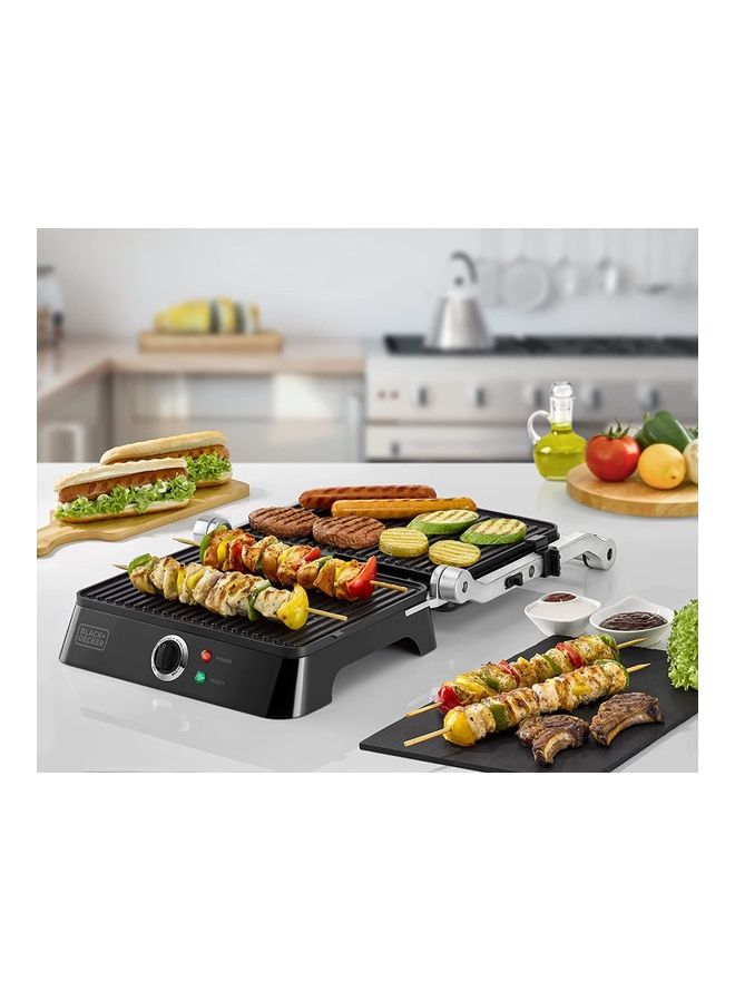 BLACK+DECKER Contact Grill With Full Flat Grill For Barbeque 1400 W CG1400-B5 Black - Image 3